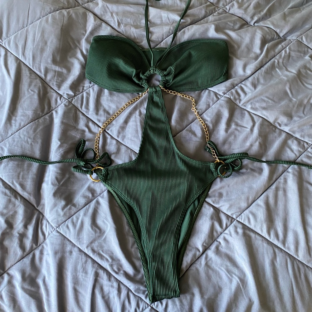 Shein Green one piece bathing suit